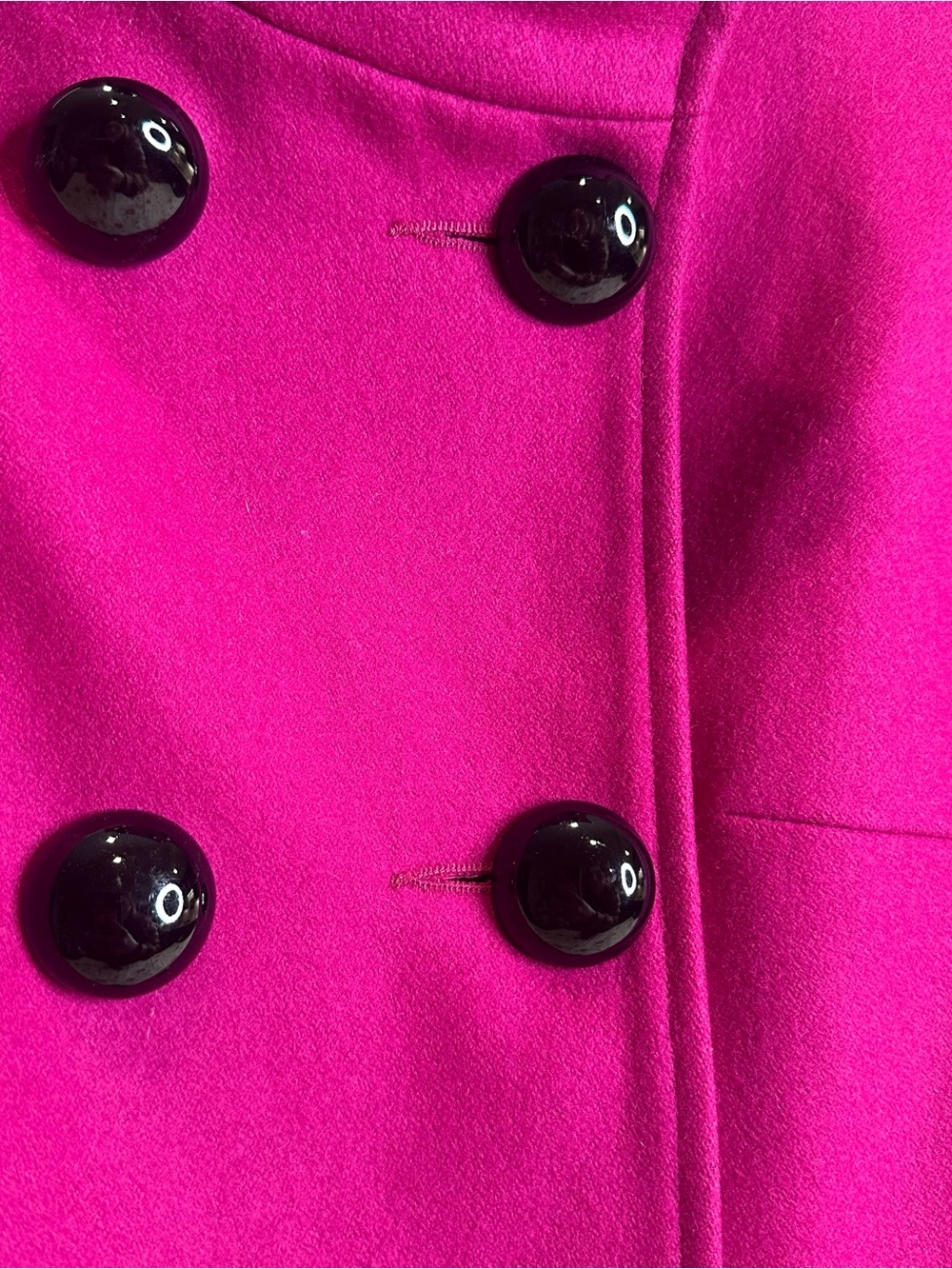 M. JULIAN WOMENS DOUBLE-BREASTED FUSCHIA WOOL COAT SIZE M - Picture 3 of 8